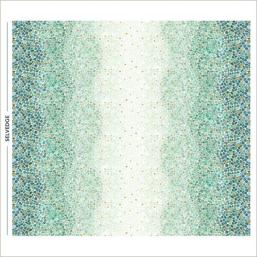 Pebble & Posy Sea Glass Double Border Jade quilt fabric by Essoldo Design