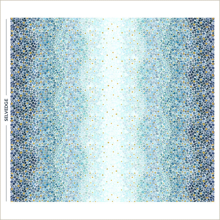Pebble & Posy Sea Glass Double Border Sapphire quilt fabric by Essoldo Design