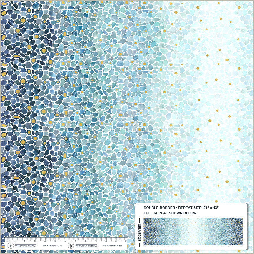 Additional view of Pebble & Posy Sea Glass Double Border in Sapphire