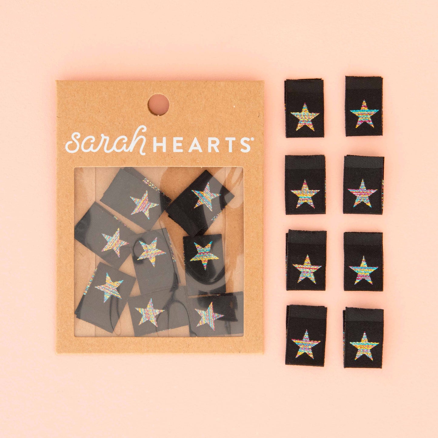 Sarah Hearts - Metallic Rainbow Star Woven Sewing and Quilting Labels