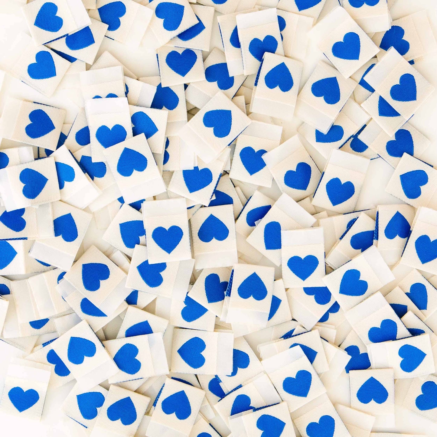 Sarah Hearts - Blue Heart Woven Labels  - Sewing Woven Clothing Label Tags