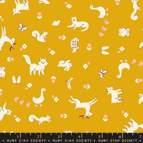 Woodland Park Fabric - Menagerie - Goldenrod (Half Yard Cut) by Rashida Coleman Hale with Ruby Star Society