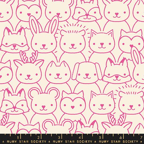 Woodland Park Fabric - Sup Animals - Raspberry PRE-ORDER SHIPS IN JANUARY (Half Yard Cut) by Rashida Coleman Hale with Ruby Star Society