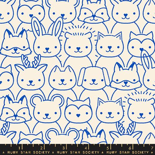 Woodland Park Fabric - Sup Animals - Blue Ribbon PRE-ORDER SHIPS IN JANUARY (Half Yard Cut) by Rashida Coleman Hale with Ruby Star Society]