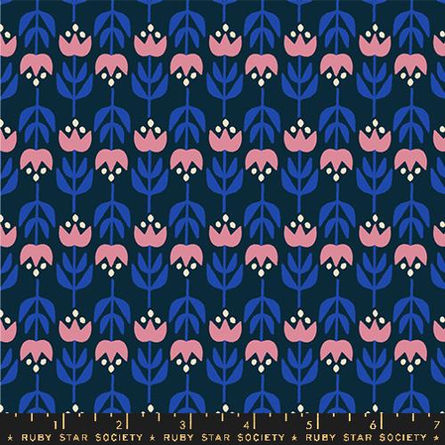 Woodland Park Fabric - Gathering - Teal Navy (Half Yard Cut) by Rashida Coleman Hale with Ruby Star Society