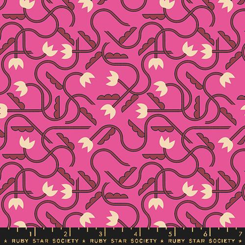 Woodland Park Fabric - That One Flower Print - Raspberry (Half Yard Cut) by Rashida Coleman Hale with Ruby Star Society