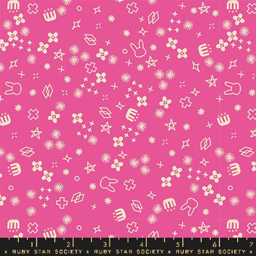 Woodland Park Fabric - Bunny Bloom - Raspberry (Half Yard Cut) by Rashida Coleman Hale with Ruby Star Society