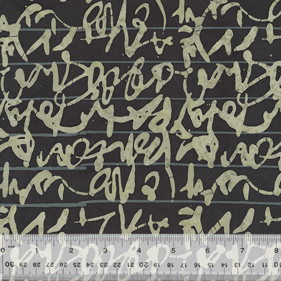 Stenographer's Notebook - Script, Late Night, Batik (Half Yard Cut) from Marcia Derse with Anthology Fabrics