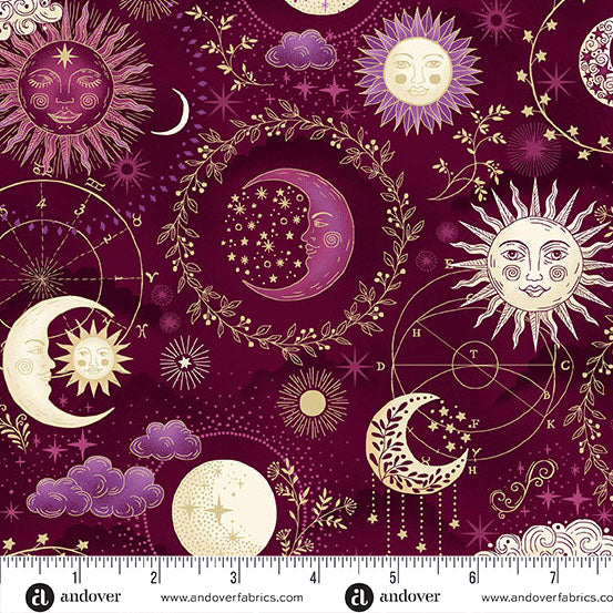 Luna by Makower UK - Red Cosmos (Half Yard Cut) with Andover Fabrics