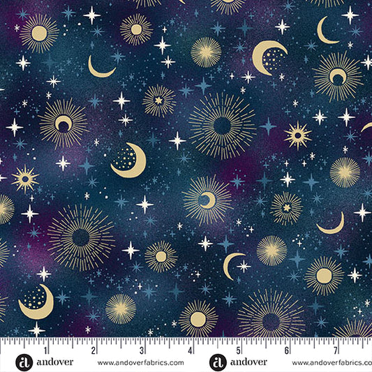 Luna by Makower UK - Blue Constellation (Half Yard Cut) with Andover Fabrics