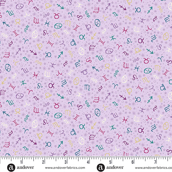 Luna by Makower UK - Purple Zodiac (Half Yard Cut) with Andover Fabrics