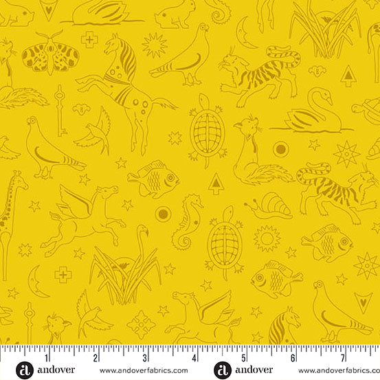 Sun Print 2025 - Canary Philately - Cosmos PRE-ORDER SHIPS JANUARY 2025 by Alison Glass with Andover Fabrics