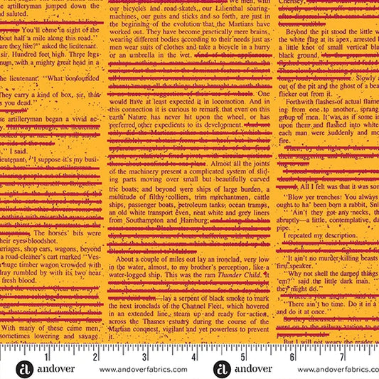 Scrawl - Redacted Redux in Mango - by Giucy Giuce with Andover Fabrics