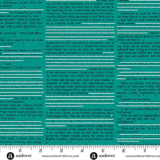 Scrawl - Redacted Redux in Cyan - by Giucy Giuce with Andover Fabrics