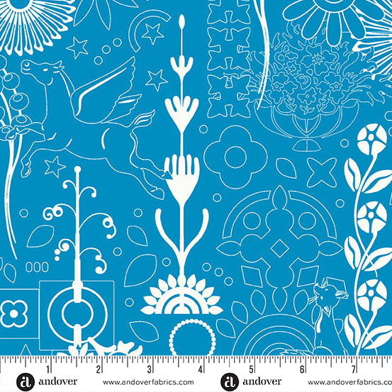 Sun Print 2025 - Bluejay Cameo - Cosmos PRE-ORDER SHIPS JANUARY 2025 by Alison Glass with Andover Fabrics