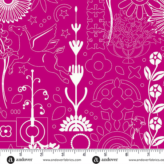 Sun Print 2025 - Pomegranate Cameo - Cosmos PRE-ORDER SHIPS JANUARY 2025 by Alison Glass with Andover Fabrics