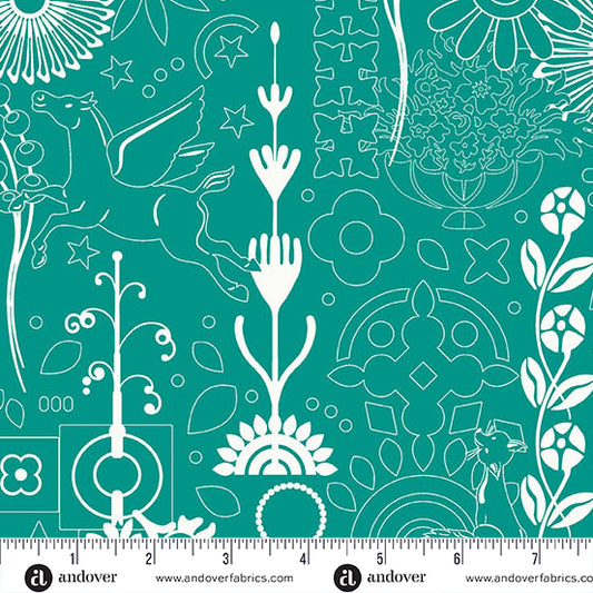 Sun Print 2025 - Peacock Cameo - Cosmos PRE-ORDER SHIPS JANUARY 2025 by Alison Glass with Andover Fabrics