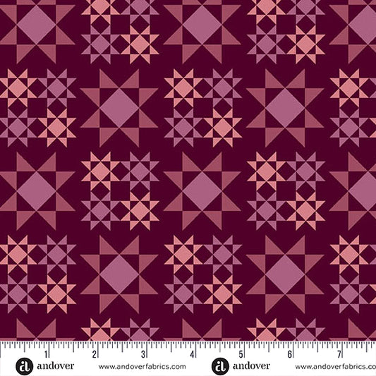 Meadow Walk - Raspberry Sawtooth Star PREORDER SHIPS FEBRUARY 2025 by Alexandra Bordallo with Andover Fabrics