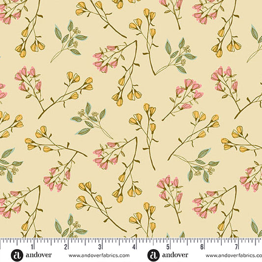 Meadow Walk - Cream Bloom Burst PREORDER SHIPS FEBRUARY 2025 by Alexandra Bordallo with Andover Fabrics