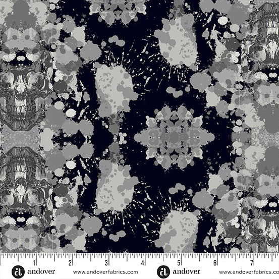 Phantasm - Dark Damask in Raven - by Libs Elliot with Andover Fabrics