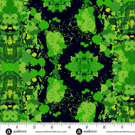 Phantasm - Dark Damask in Raven Venom - by Libs Elliot with Andover Fabrics