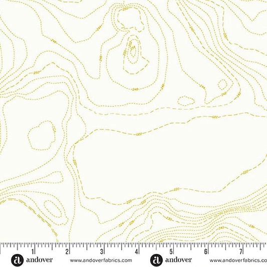 Sun Print Whisper - Topography in Chartreuse - by Alison Glass with Andover Fabrics
