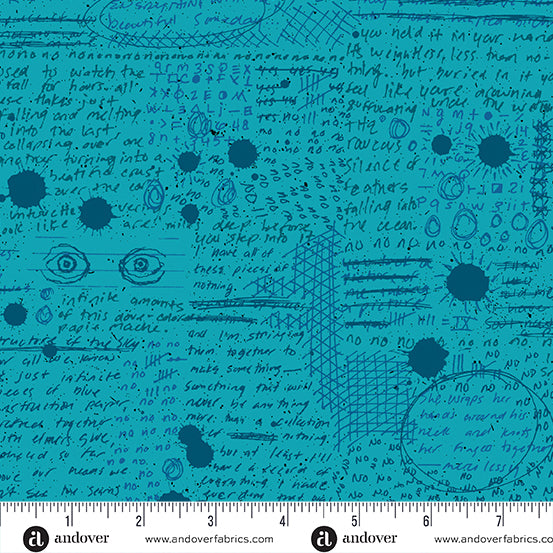 Scrawl - Rant in Cerulean by Giucy Giuce with Andover Fabrics