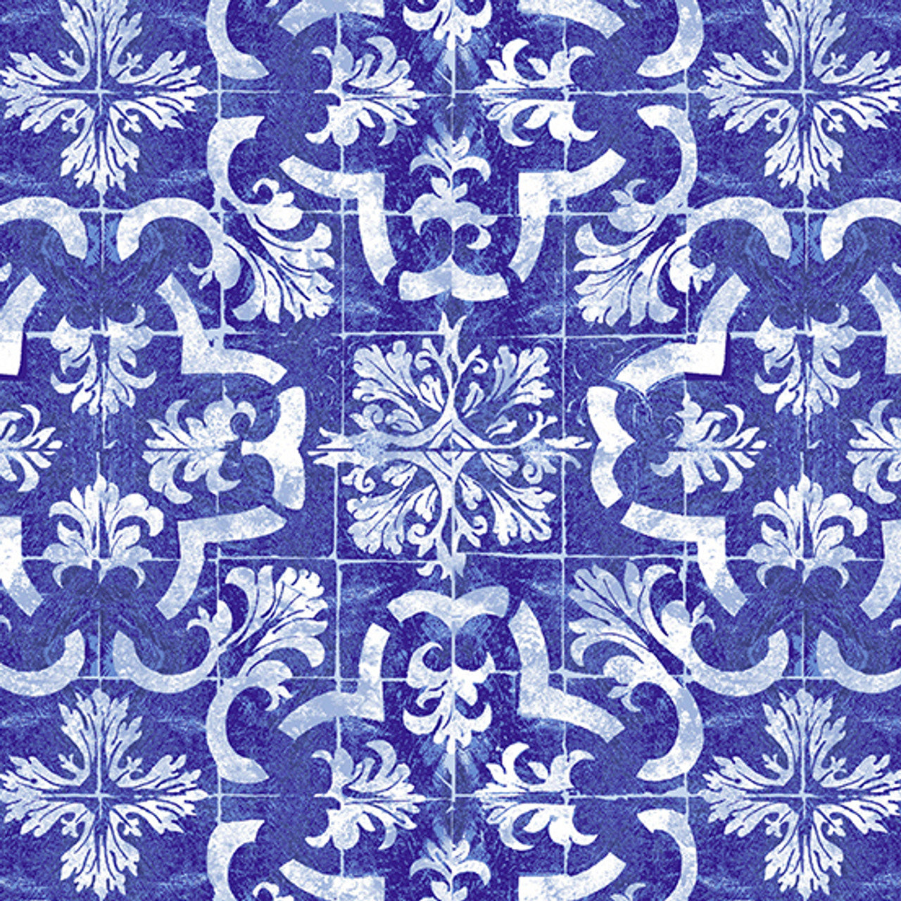 Ceramica - Tiles in Blue - by Two Can Art with Andover Fabrics