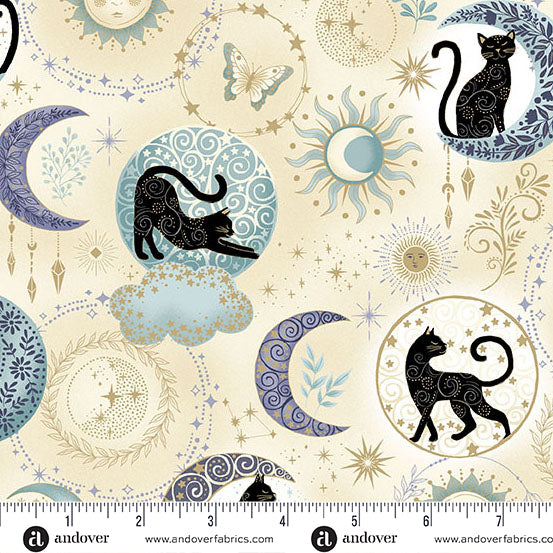 Charmed - Twilight Cream - by Makower UK with Andover Fabrics