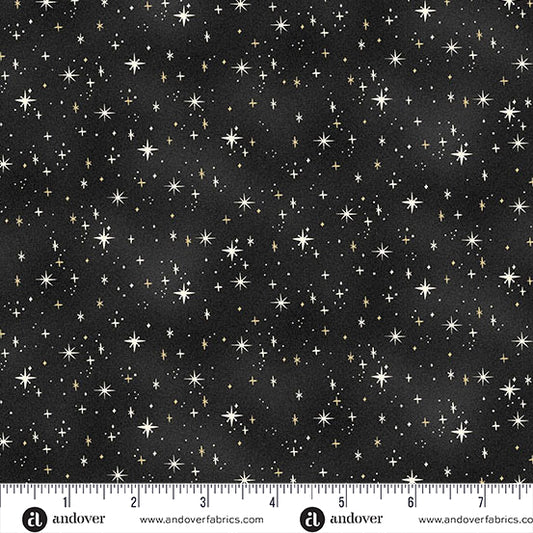 Charmed - Shimmer in Black - by Makower UK with Andover Fabrics