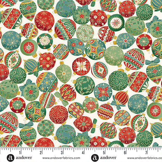 Adorn - Ornament in Cream - by Makower UK with Andover Fabrics