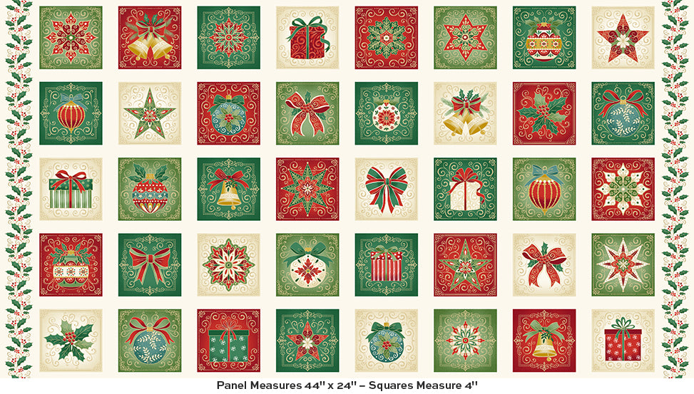 Adorn - Squares Panel - by Makower UK with Andover Fabrics