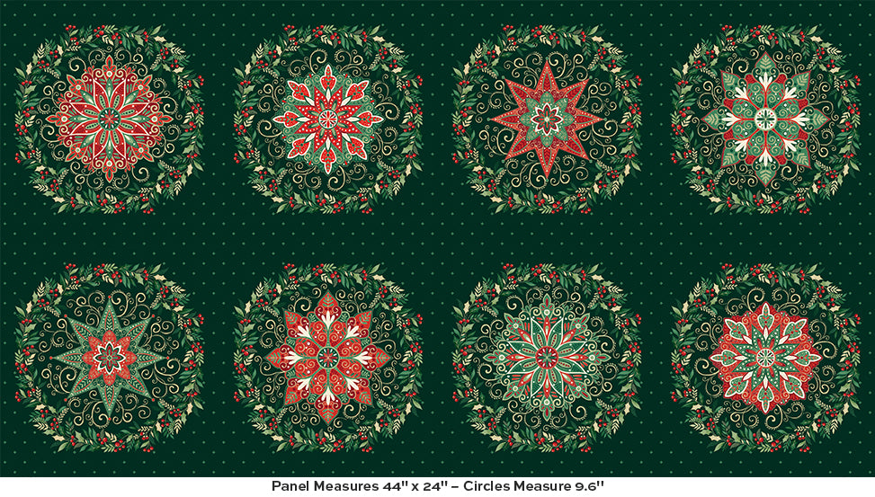 Adorn - Green Circles Panel - by Makower UK with Andover Fabrics