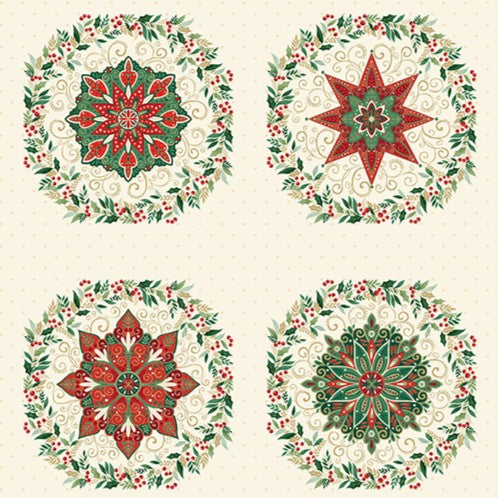 Adorn - Cream Circles Panel - by Makower UK with Andover Fabrics