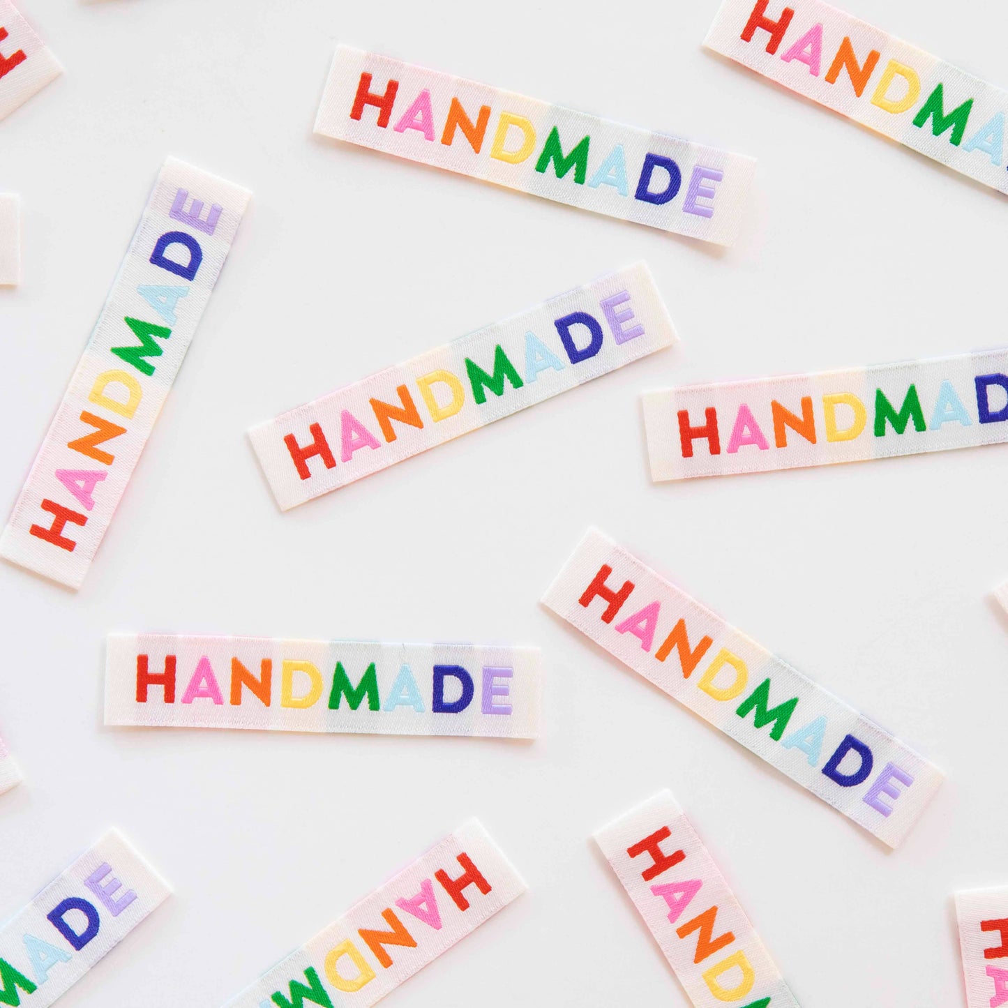 Sarah Hearts - Handmade Woven Sewing Labels - Rainbow Colors