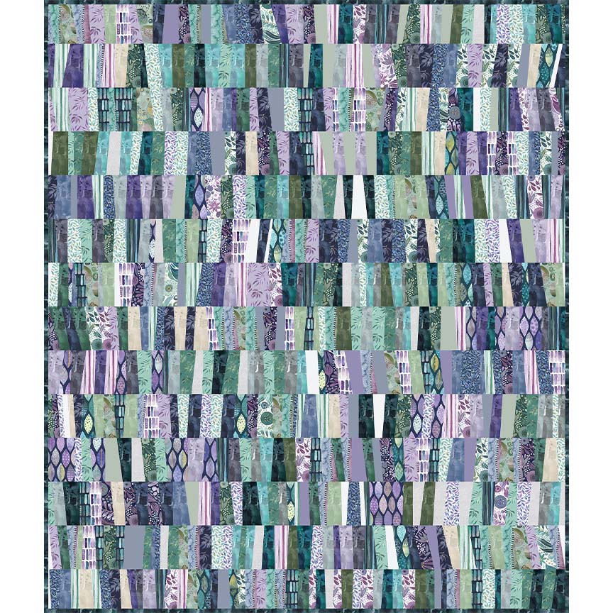 Pebble & Posy Seaglass Shards Multi digitally printed quilt top by Essoldo Design