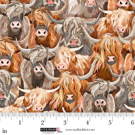 Highlander - Cow Crowd - by Cat Thurman Designs by Studio E Fabrics