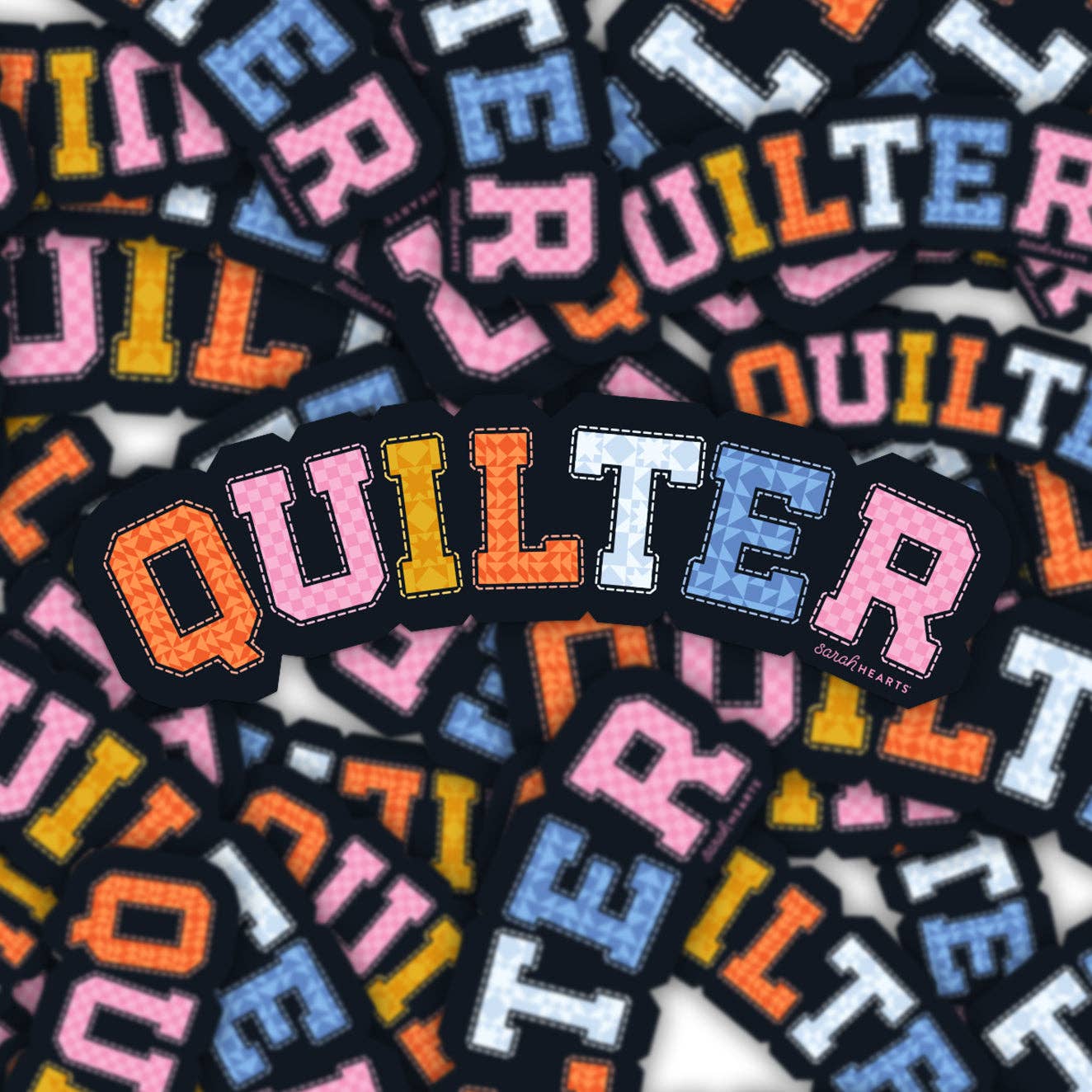 Sarah Hearts - Quilter Sticker - Vinyl Waterproof Sticker