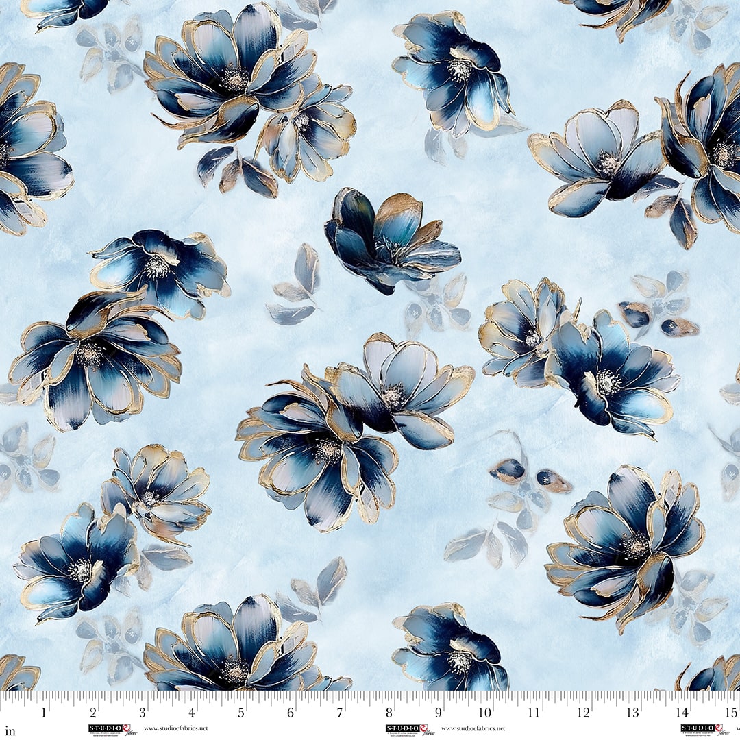 Behind Blue Eyes fabric – Bloom Toss print – by Funny Girl for Studio E Fabrics