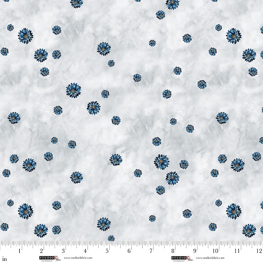 Behind Blue Eyes fabric – Tiny Flower Toss print – by Funny Girl for Studio E Fabrics