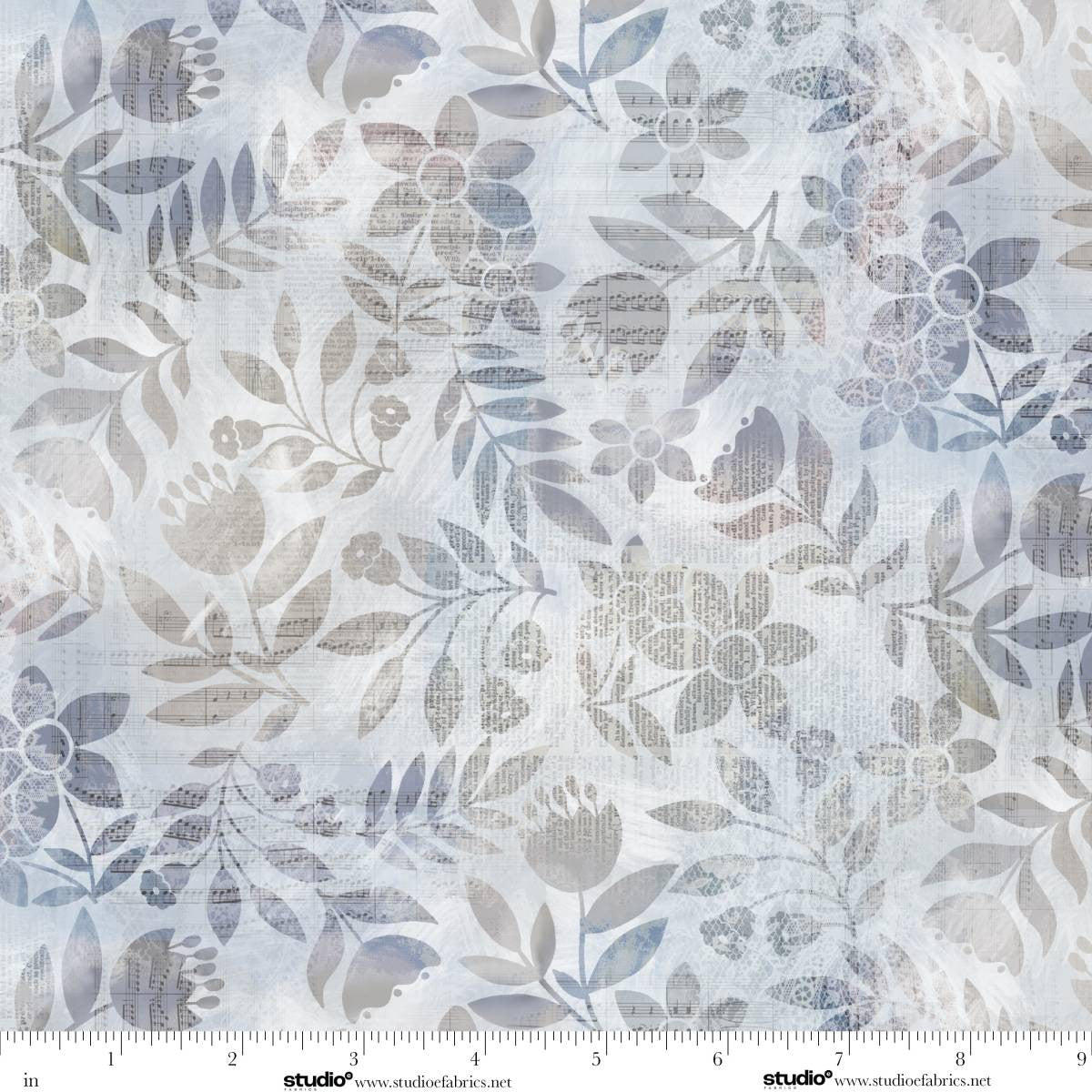 Kindly, Yours - Shaded Leaves in Blue - by Diane Kappa with Studio E Fabrics