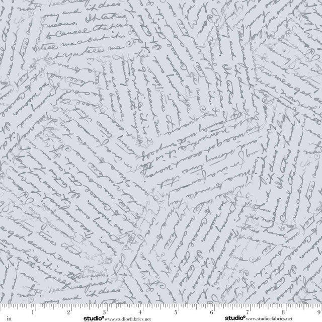 Kindly, Yours - Precious Letters in Silver Blue - by Diane Kappa with Studio E Fabrics