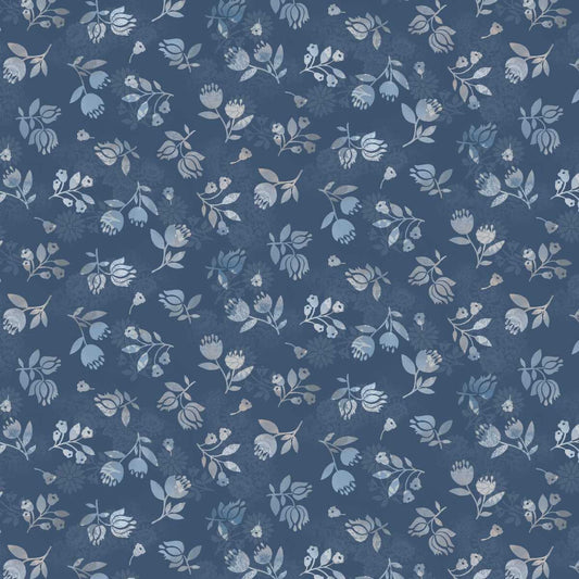 Kindly, Yours - Shaded Flowers in Denim - by Diane Kappa with Studio E Fabrics