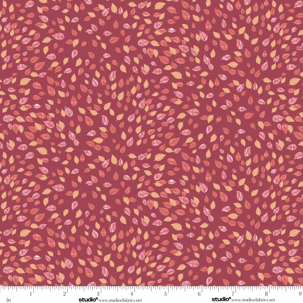 Free Falling - Swirling Leaves in Auburn - by Funny Girl with Studio E Fabrics