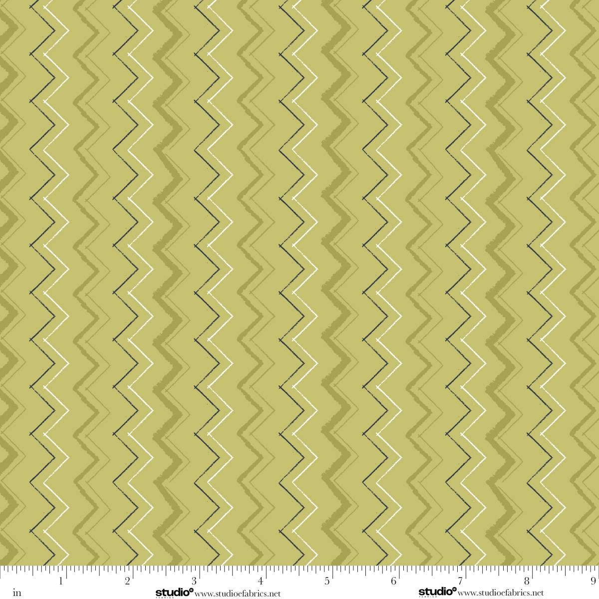 Free Falling - Zig Zag in Matcha - by Funny Girl with Studio E Fabrics