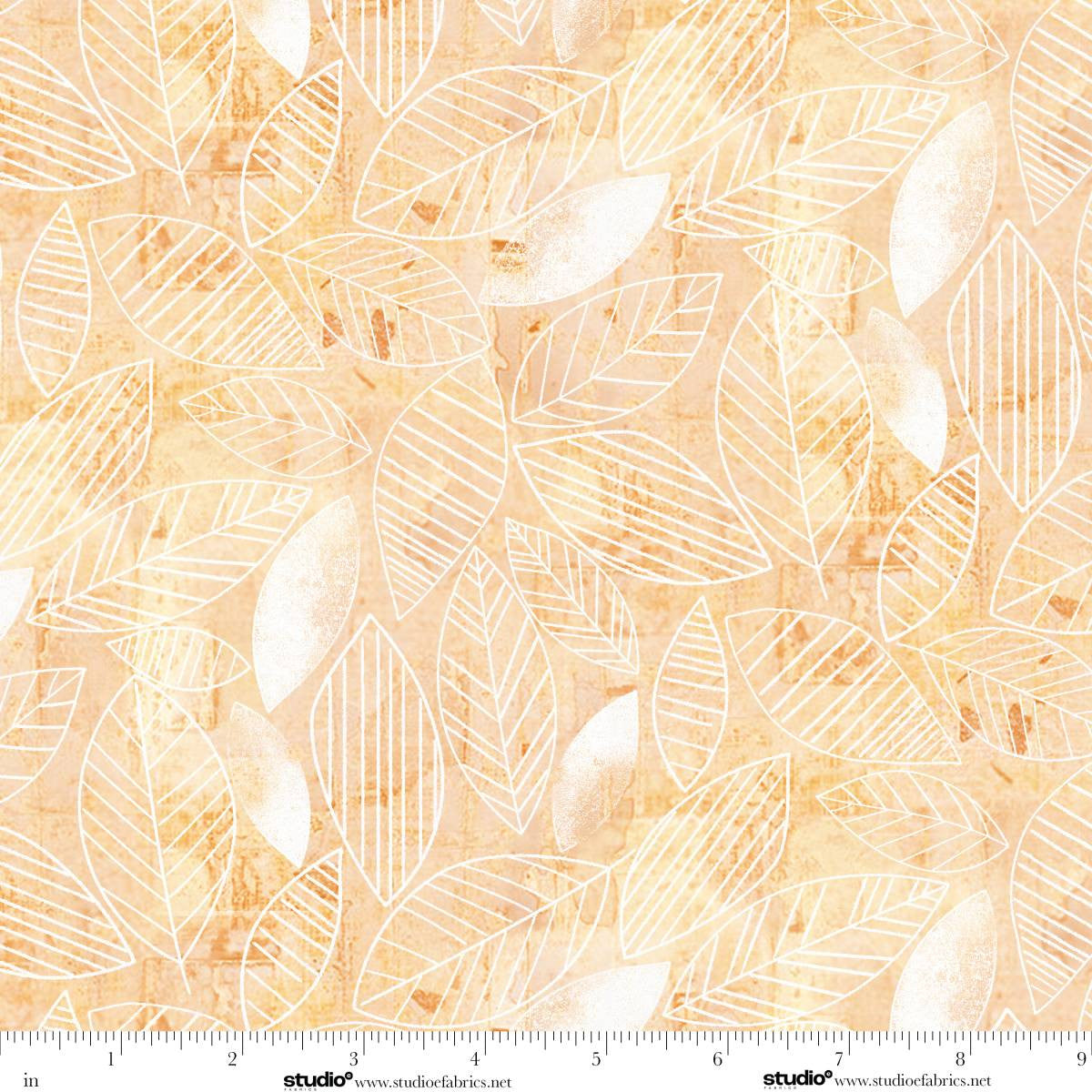 Free Falling - Leaf Lines in Tangerine - by Funny Girl with Studio E Fabrics