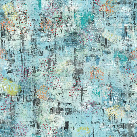 Free Falling - Paper Match in Turquoise - by Funny Girl with Studio E Fabrics