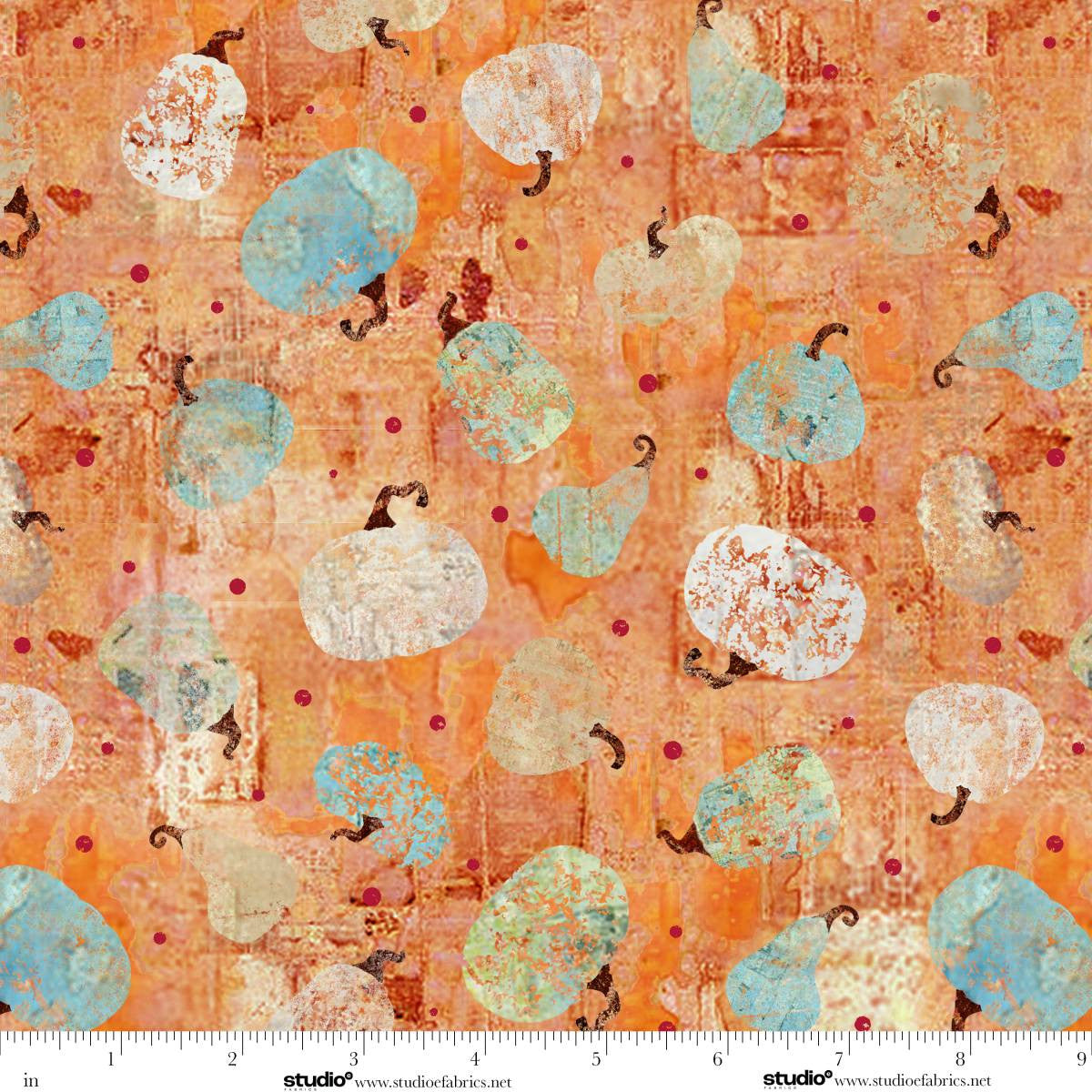 Free Falling - Rough Pumpkins in Tangerine - by Funny Girl with Studio E Fabrics