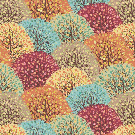 Free Falling - Tree Grove in Butterscotch - by Funny Girl with Studio E Fabrics