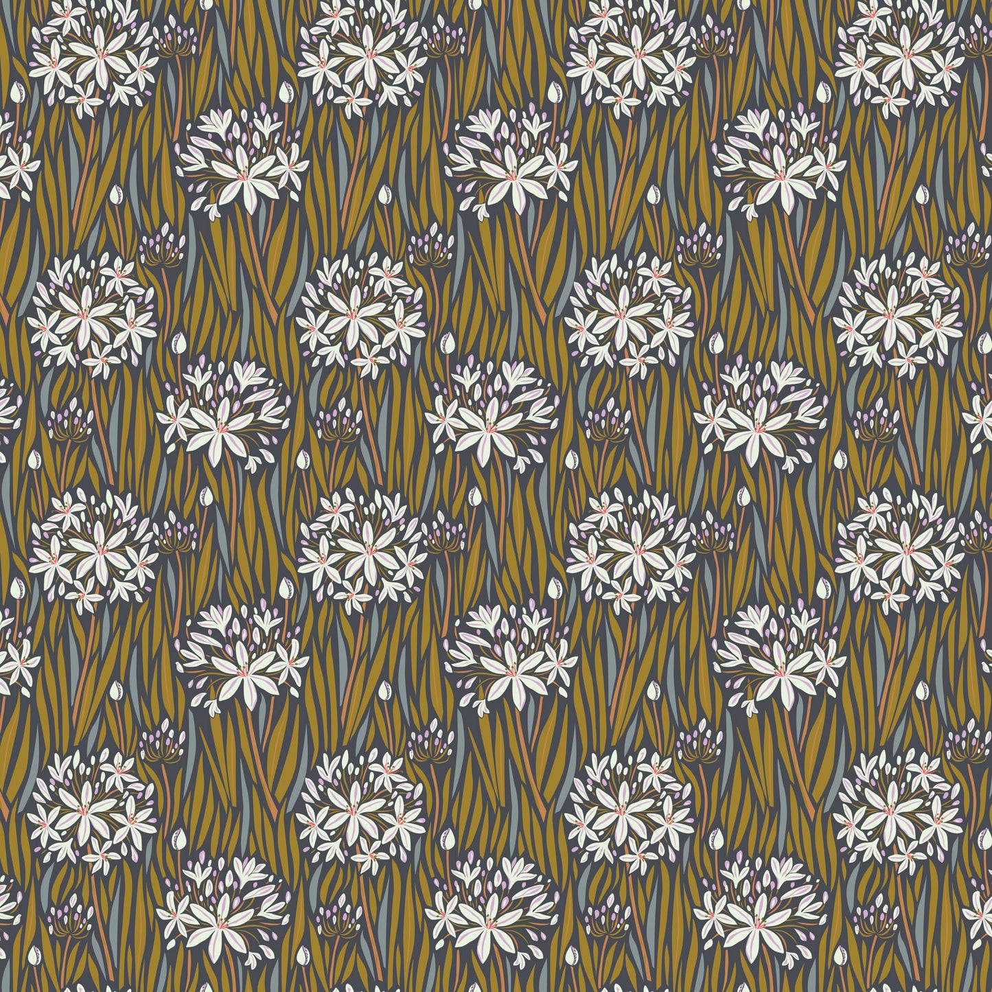 Wandering Eye - Agapantha in Neutral by Kathy Doughty with Figo Fabrics